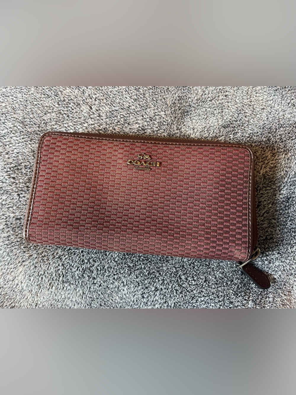 Coach Accordion Zip Around Wallet Legacy Jacquard